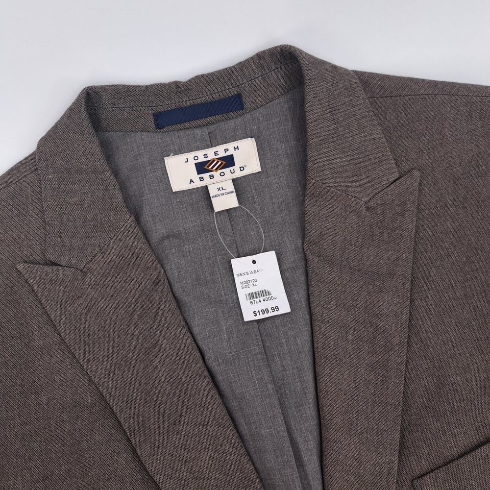 Joseph Abboud Sport Coat Men XL 46R Cotton Poly Gray Solid Elbow Patch Blazer